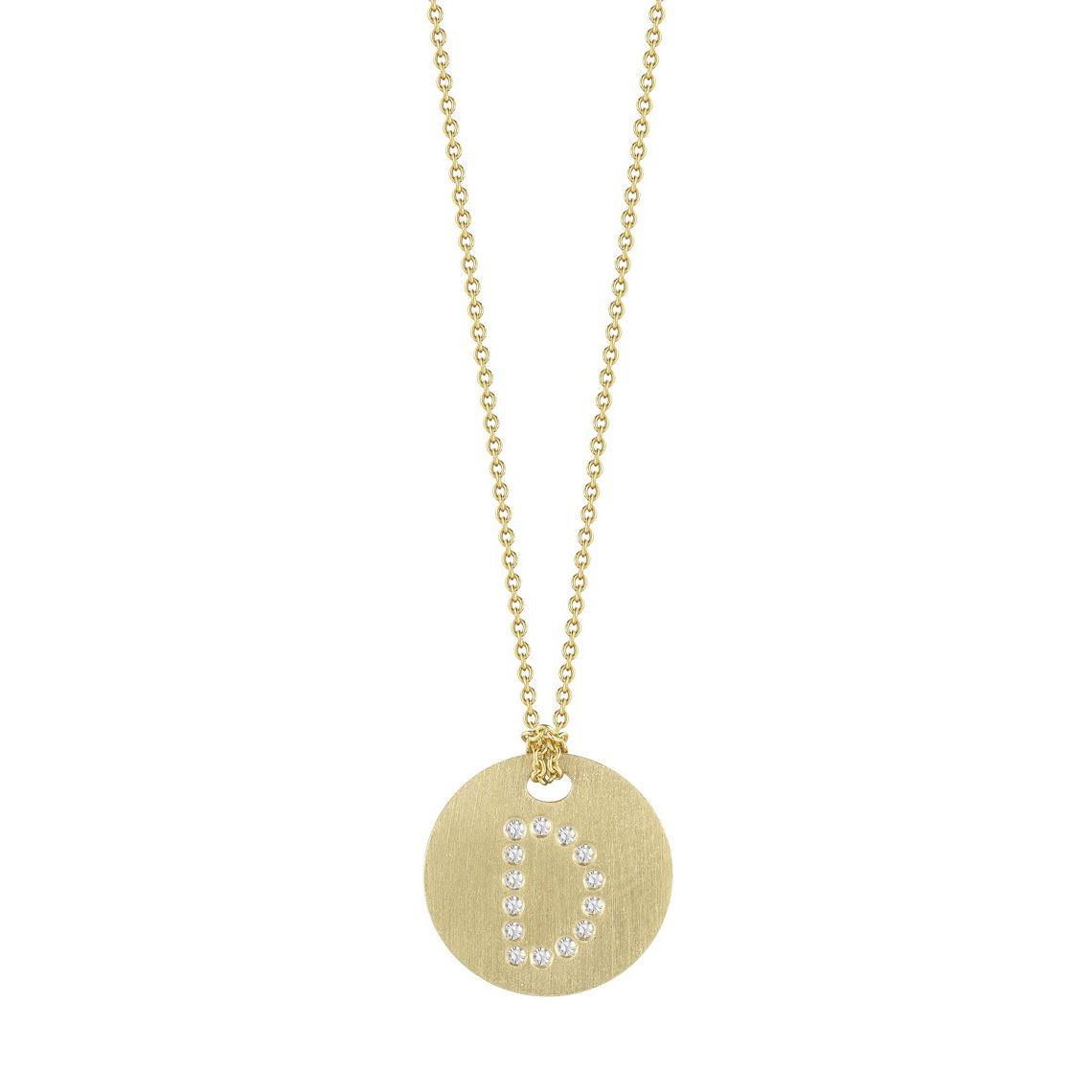 Roberto Coin Tiny Treasures Disc Necklace with Diamond Initial