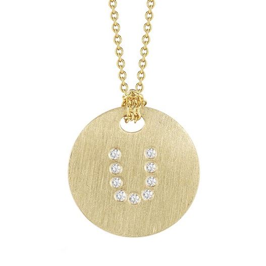Roberto Coin Tiny Treasures Disc Necklace with Diamond Initial