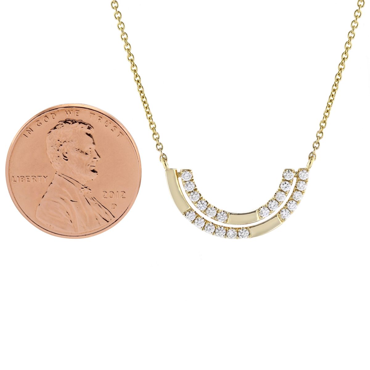 Doves Diamond & Yellow Gold Half Moon Neckalce, 17