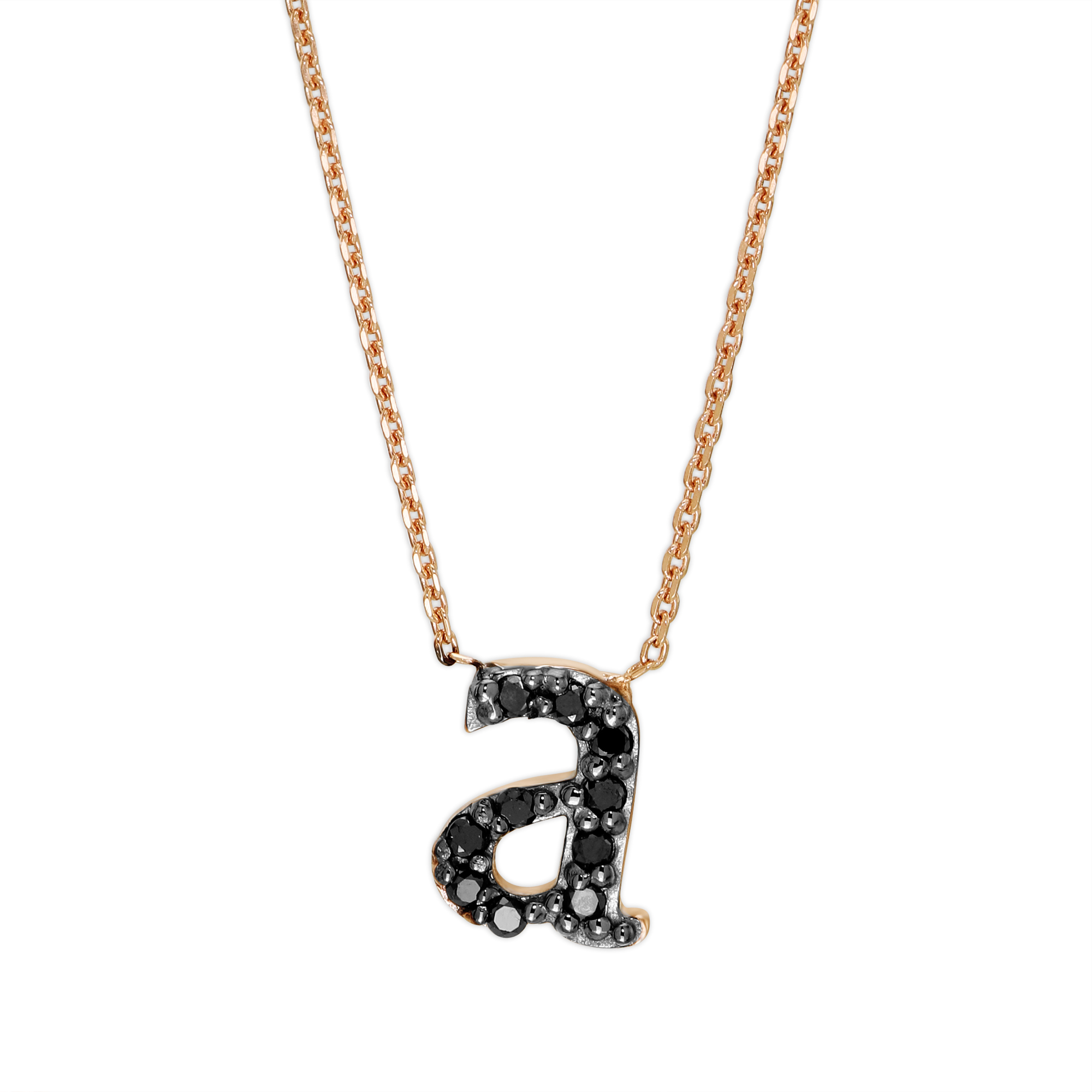 Rose Gold & Black Diamond Initial 