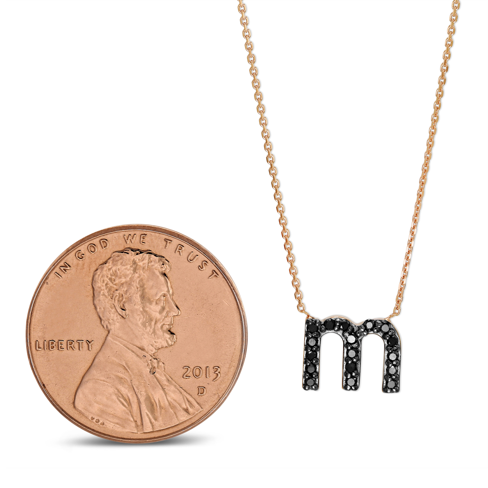 Rose Gold & Black Diamond Initial 