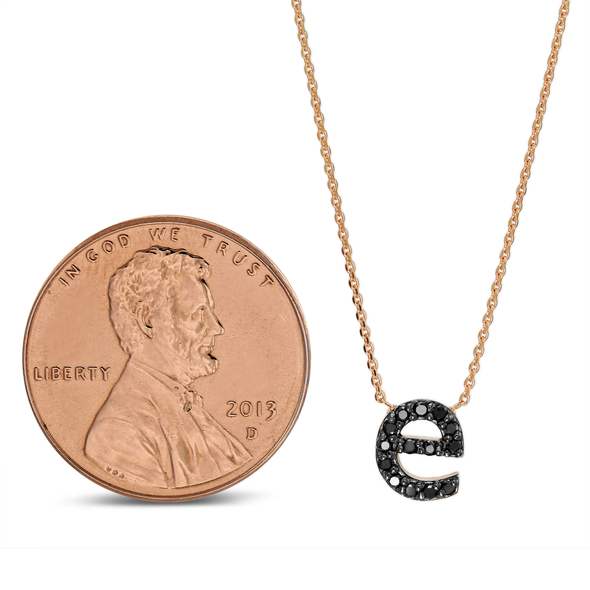 Rose Gold & Black Diamond Initial 