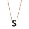 Rose Gold & Black Diamond Initial "S" Necklace