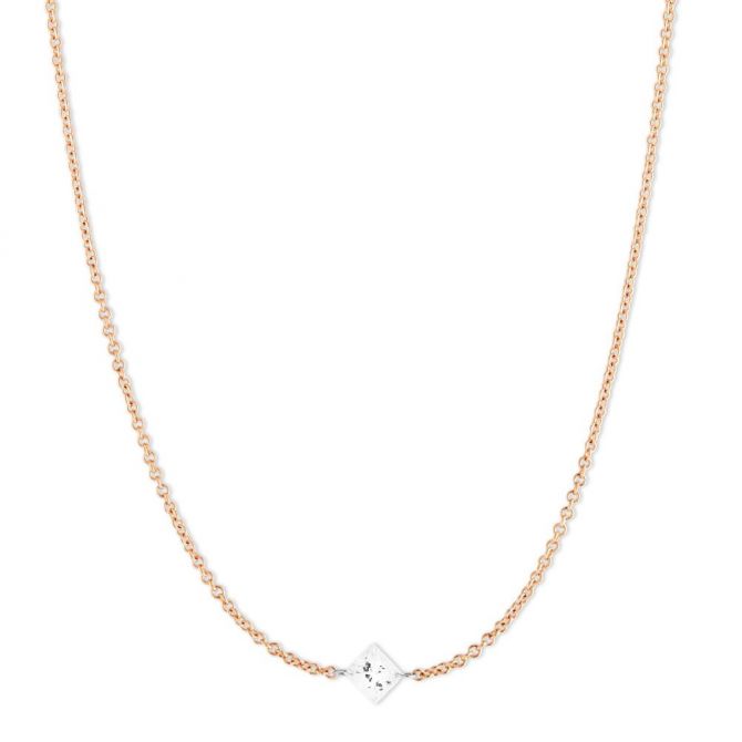 18K Rose Gold Aero Pierced Princess Cut Diamond Necklace, 18"