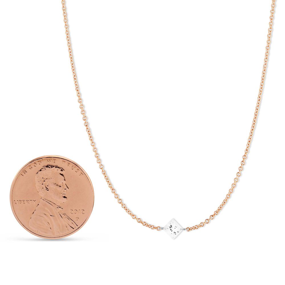 18K Rose Gold Aero Pierced Princess Cut Diamond Necklace, 18