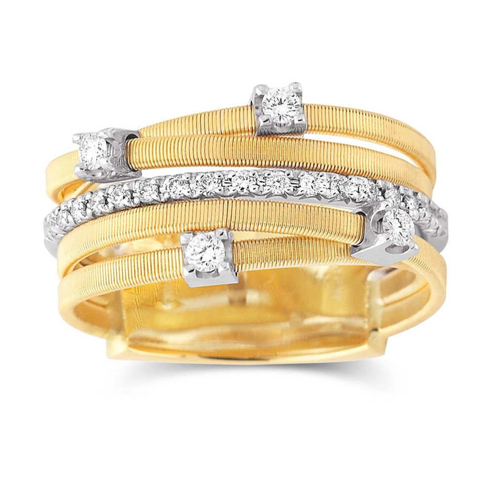 Marco Bicego Goa 5 Strand Diamond & Pavé Ring in Yellow Gold