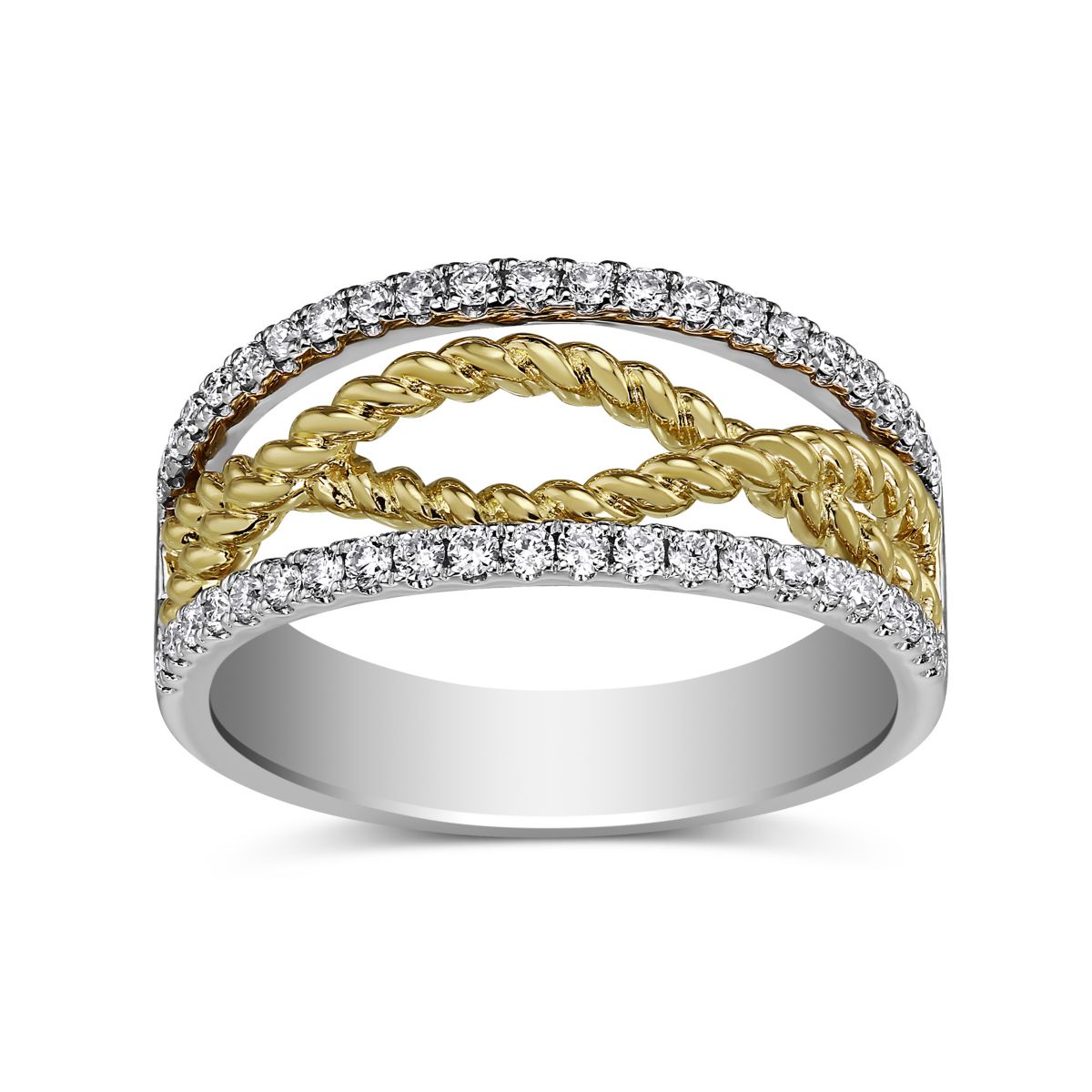 14K Yellow & White Gold Diamond Twist Ring