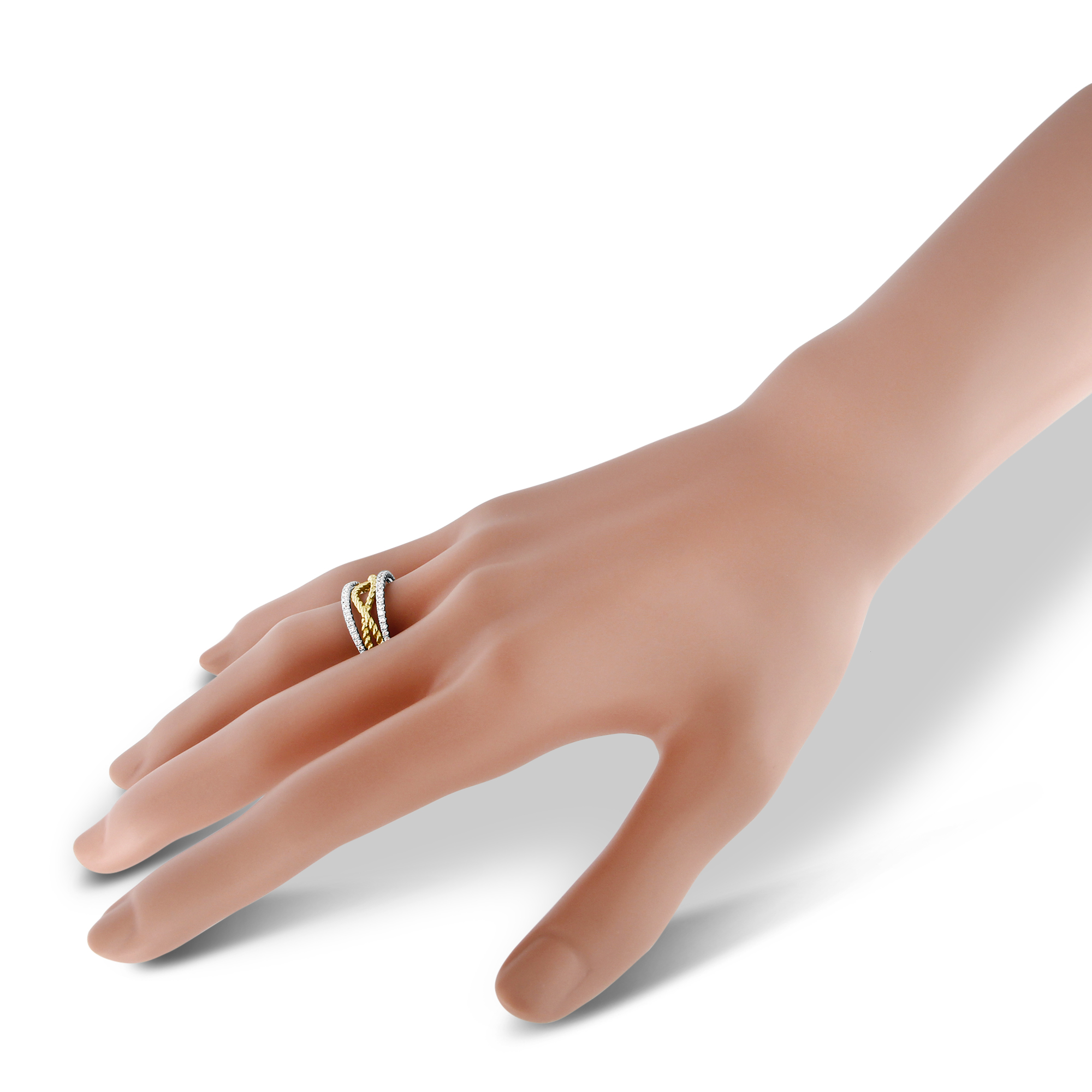 14K Yellow & White Gold Diamond Twist Ring