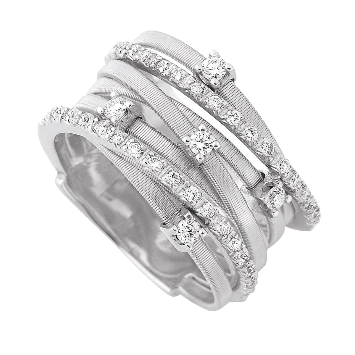 Marco Bicego 18K White Gold Goa Diamond Ring, 0.21cttw