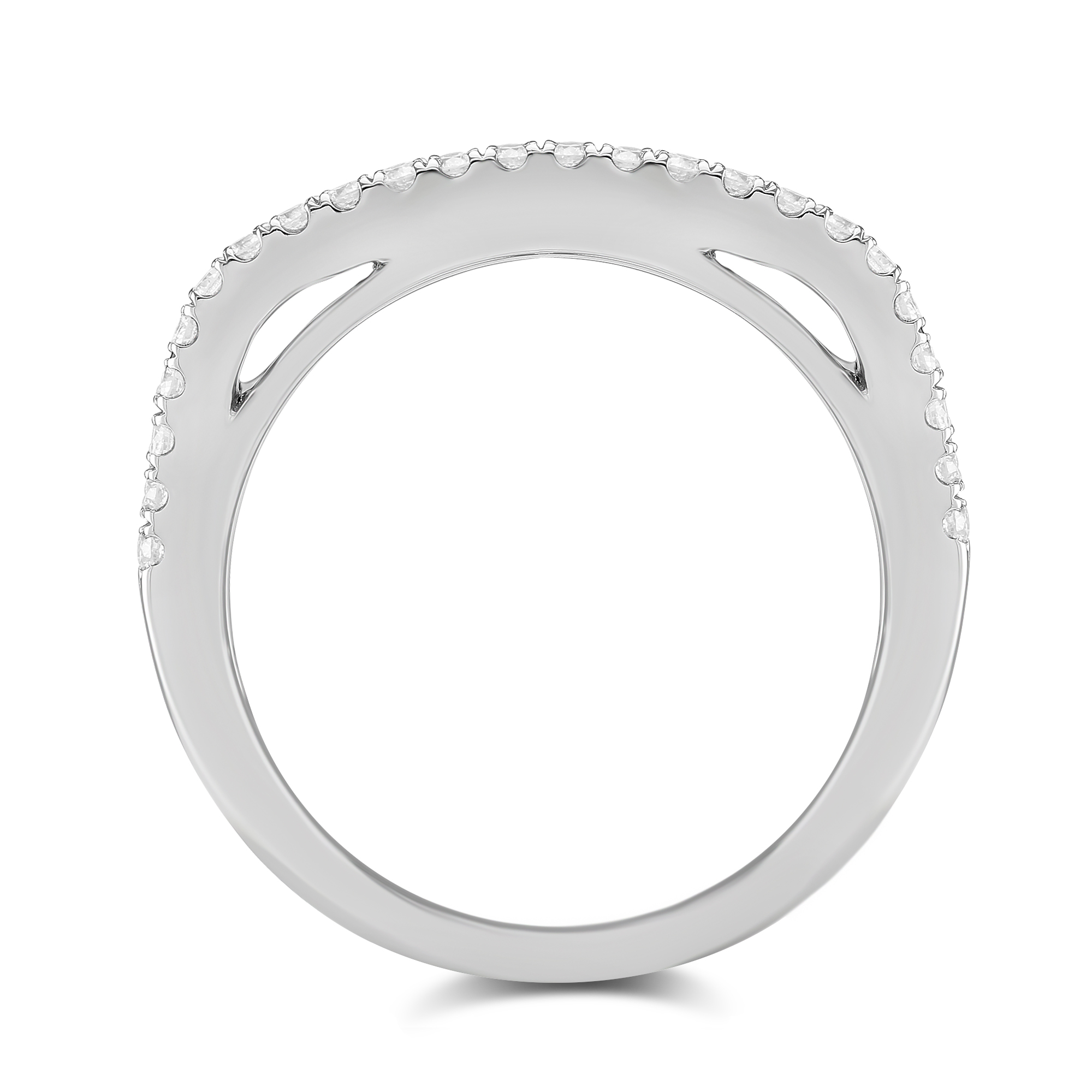 14K White Gold Diamond 3 Row Ring, 1.08cttw