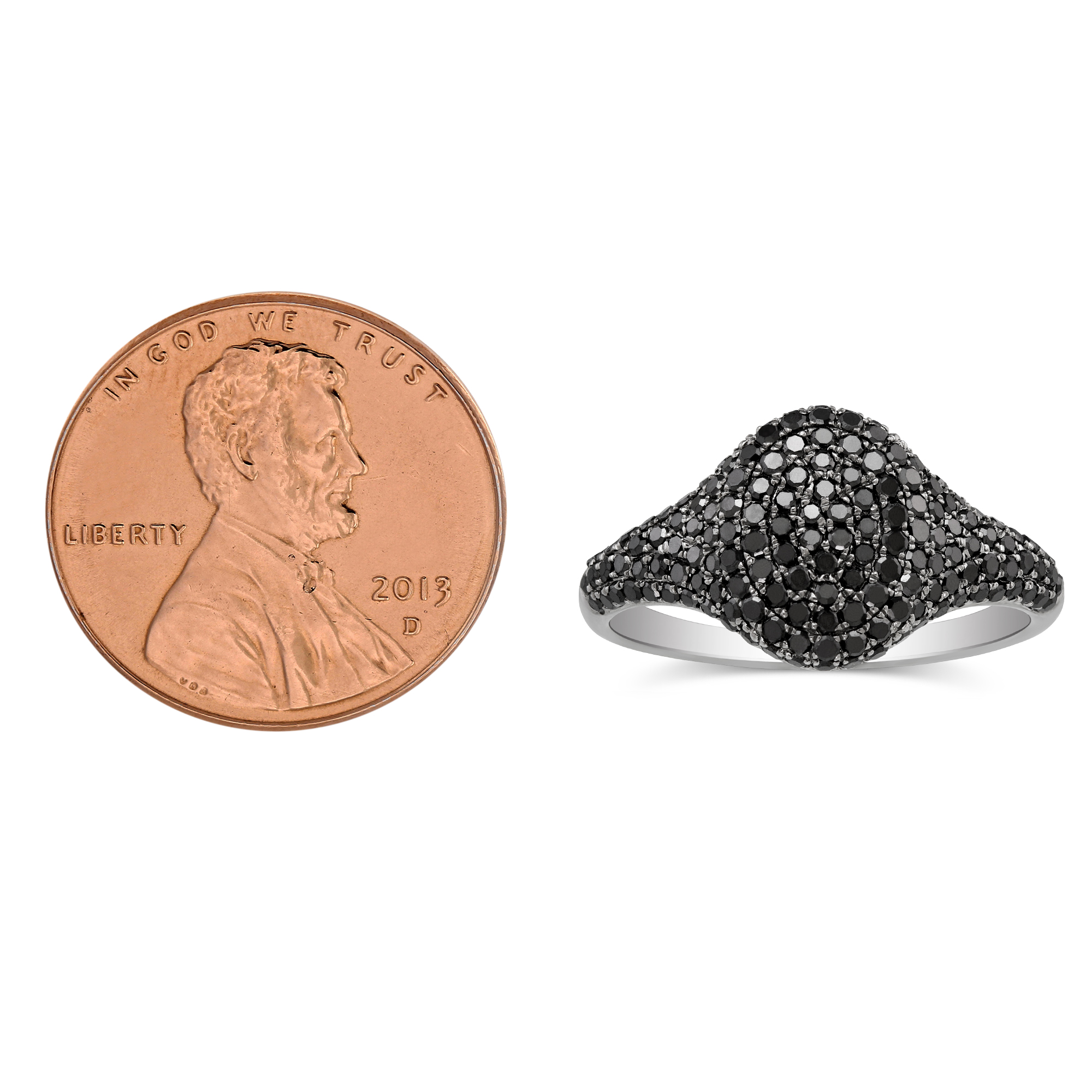 14K White Gold Black Diamond Ring