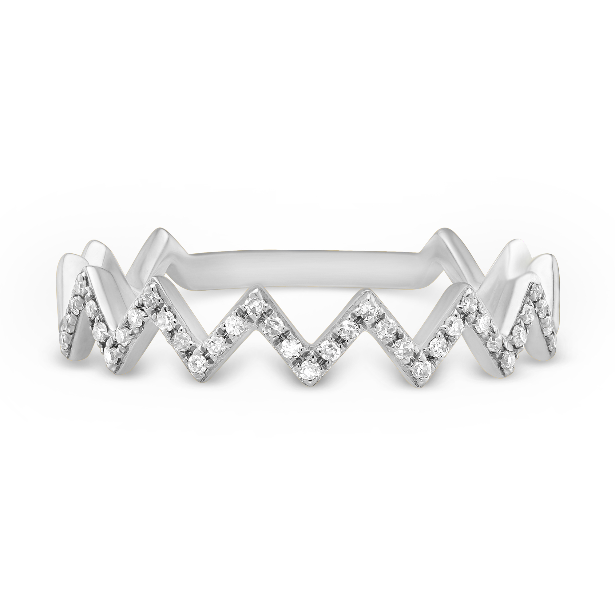14K White Gold Diamond Zig-Zag Ring