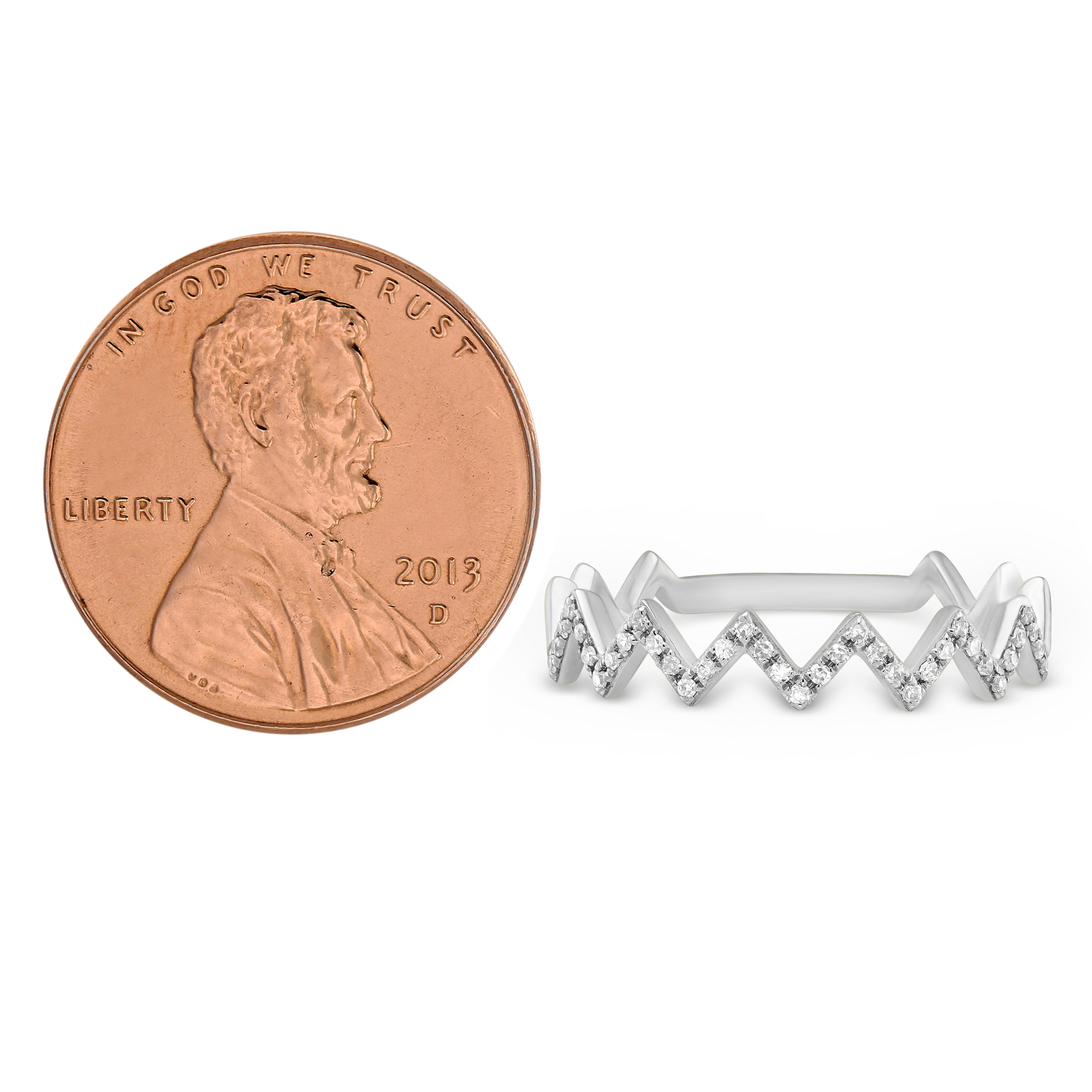 14K White Gold Diamond Zig-Zag Ring