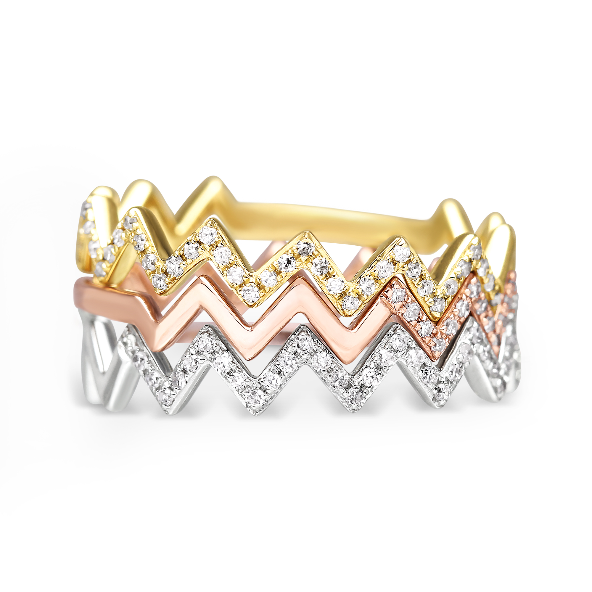 14K White Gold Diamond Zig-Zag Ring