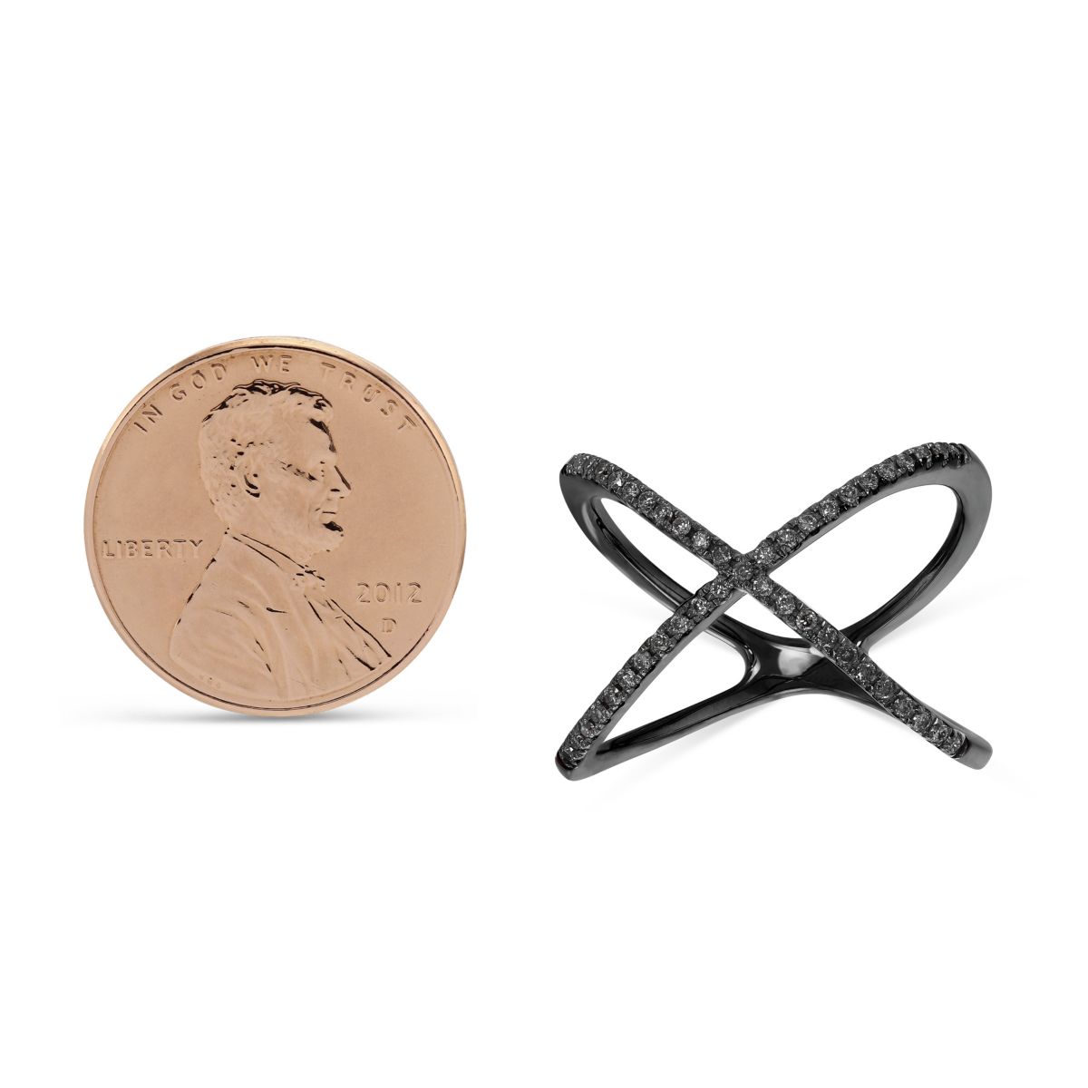 Black Diamond X Crossover Ring in White Gold & Black Rhodium