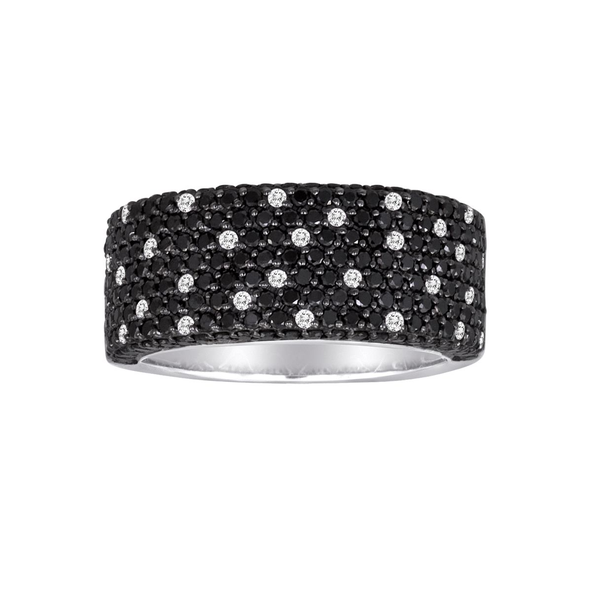 14K White Gold Black & White Diamond Pavé Ring