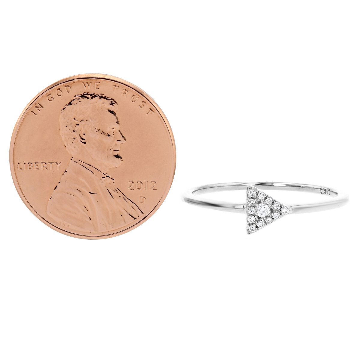 Diamond Triangle Ring in White Gold