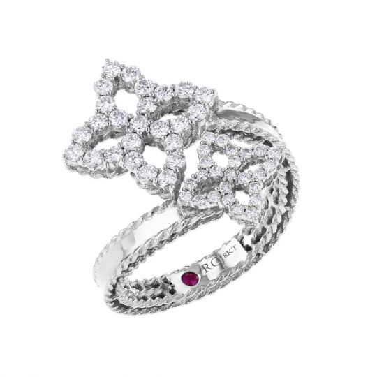 Roberto Coin 18k White Gold Diamond Open Princess Flower Byp Ring Roberto Coin 18k White Gold Diamond Open Princess Flower Byp Ring