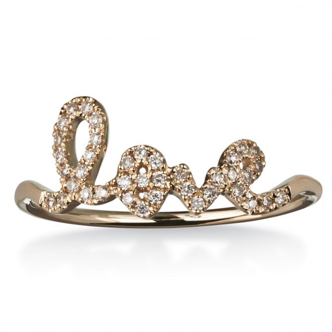Diamond Love Ring in Yellow Gold