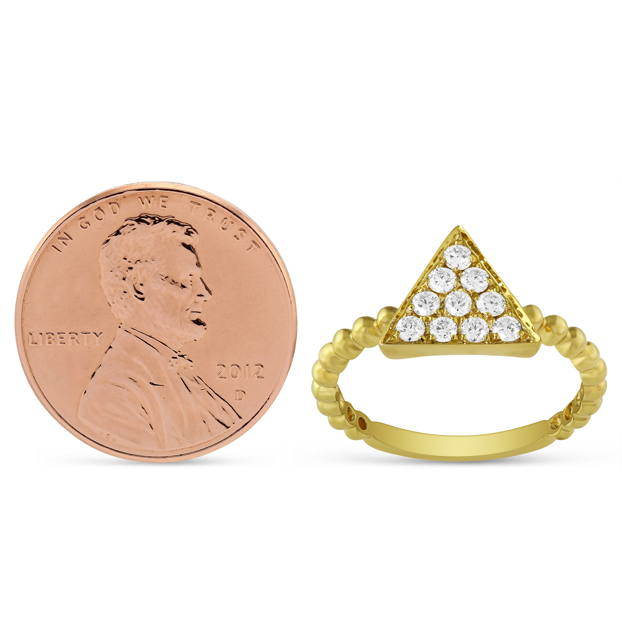 Doves 18K Yellow Gold Diamond Triangle Ring