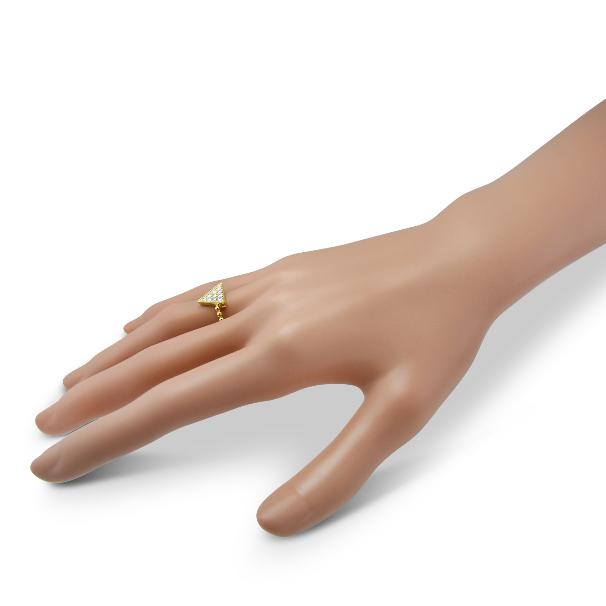 Doves 18K Yellow Gold Diamond Triangle Ring