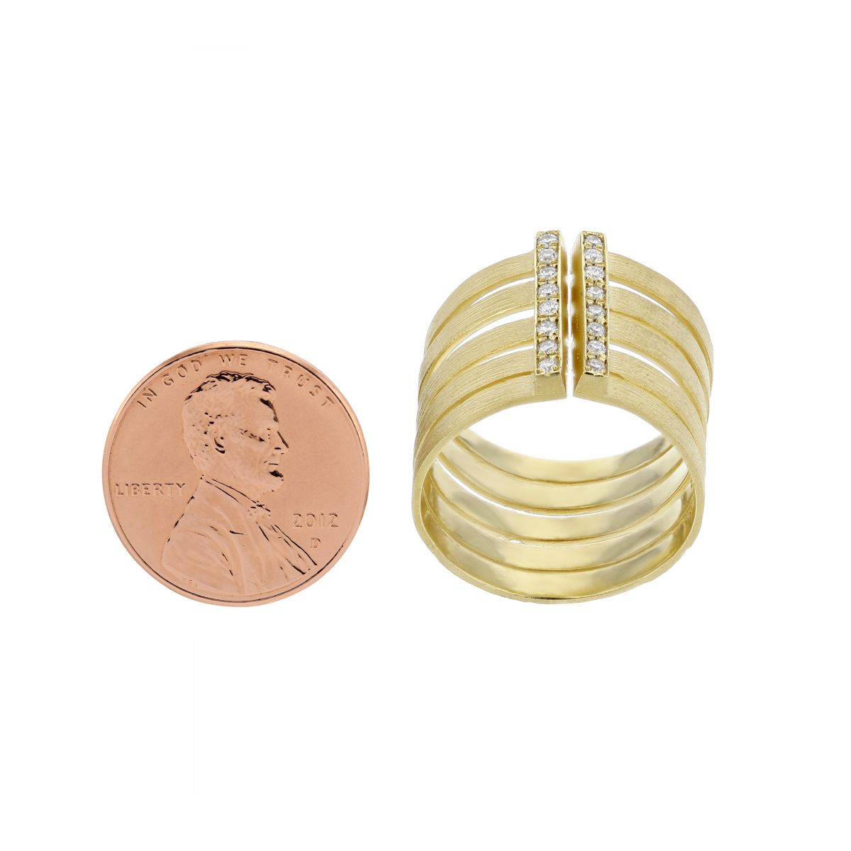 Marika Diamond Bar & Yellow Gold Cuff Ring