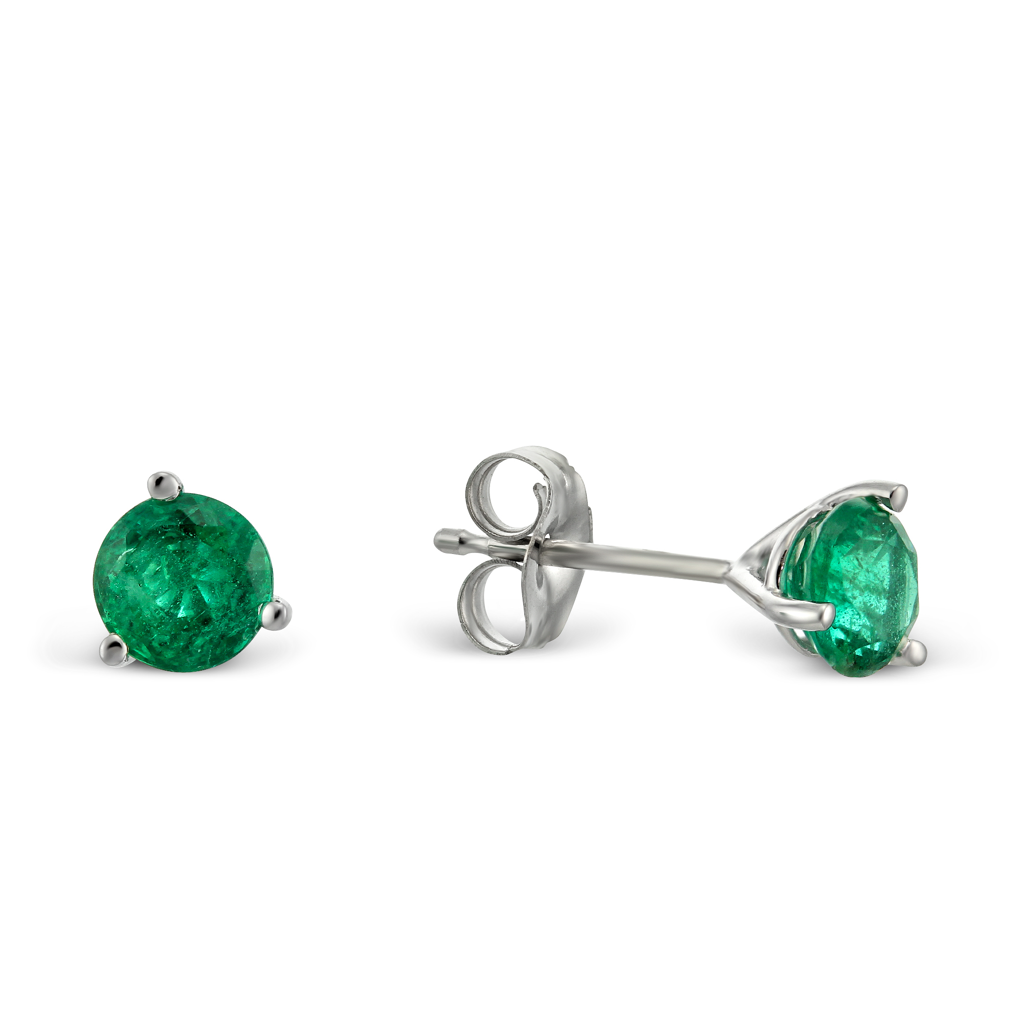 14K White Gold Round Emerald Stud Earrings, 5mm Borsheims