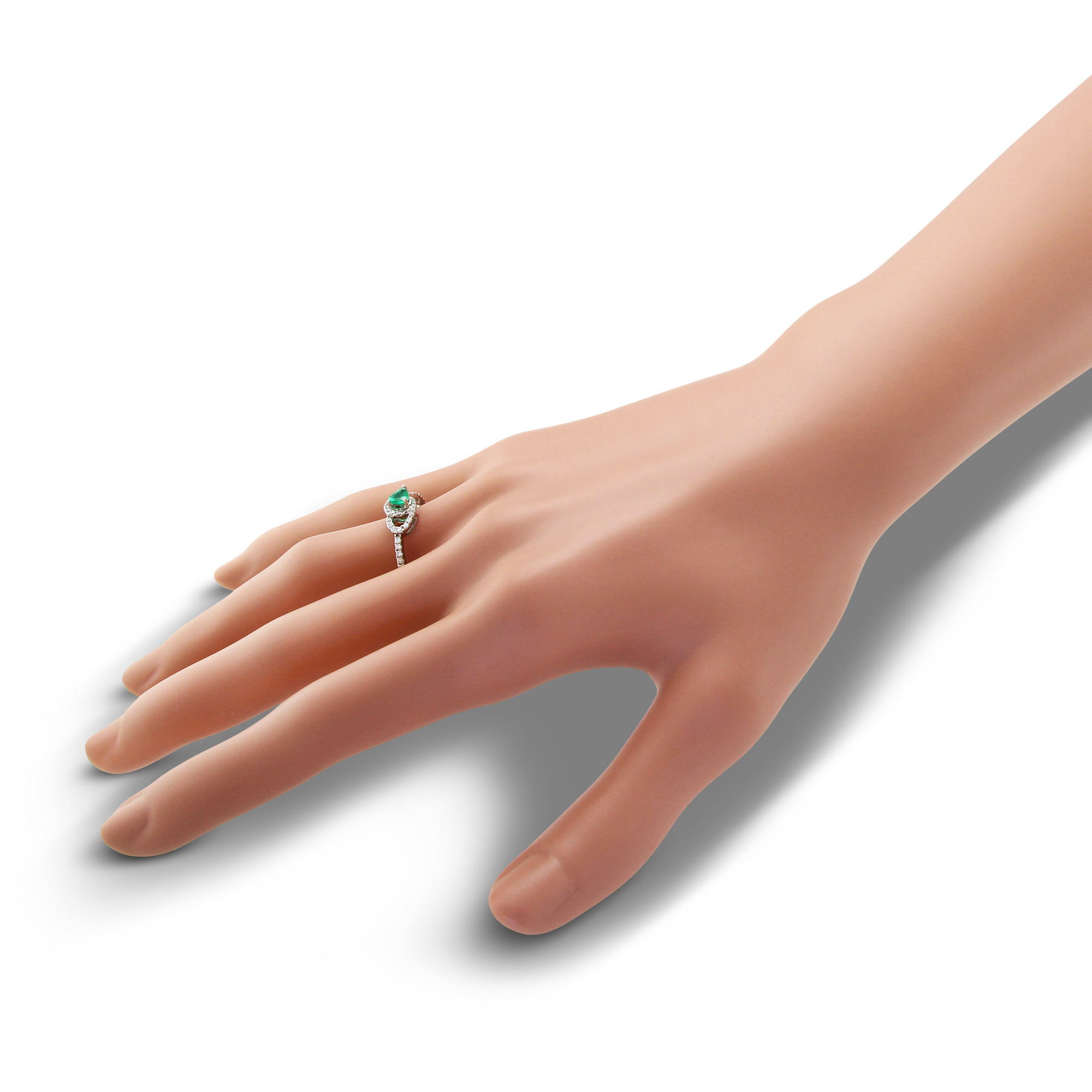 Pear Shaped Emerald & Diamond Ring in White Gold