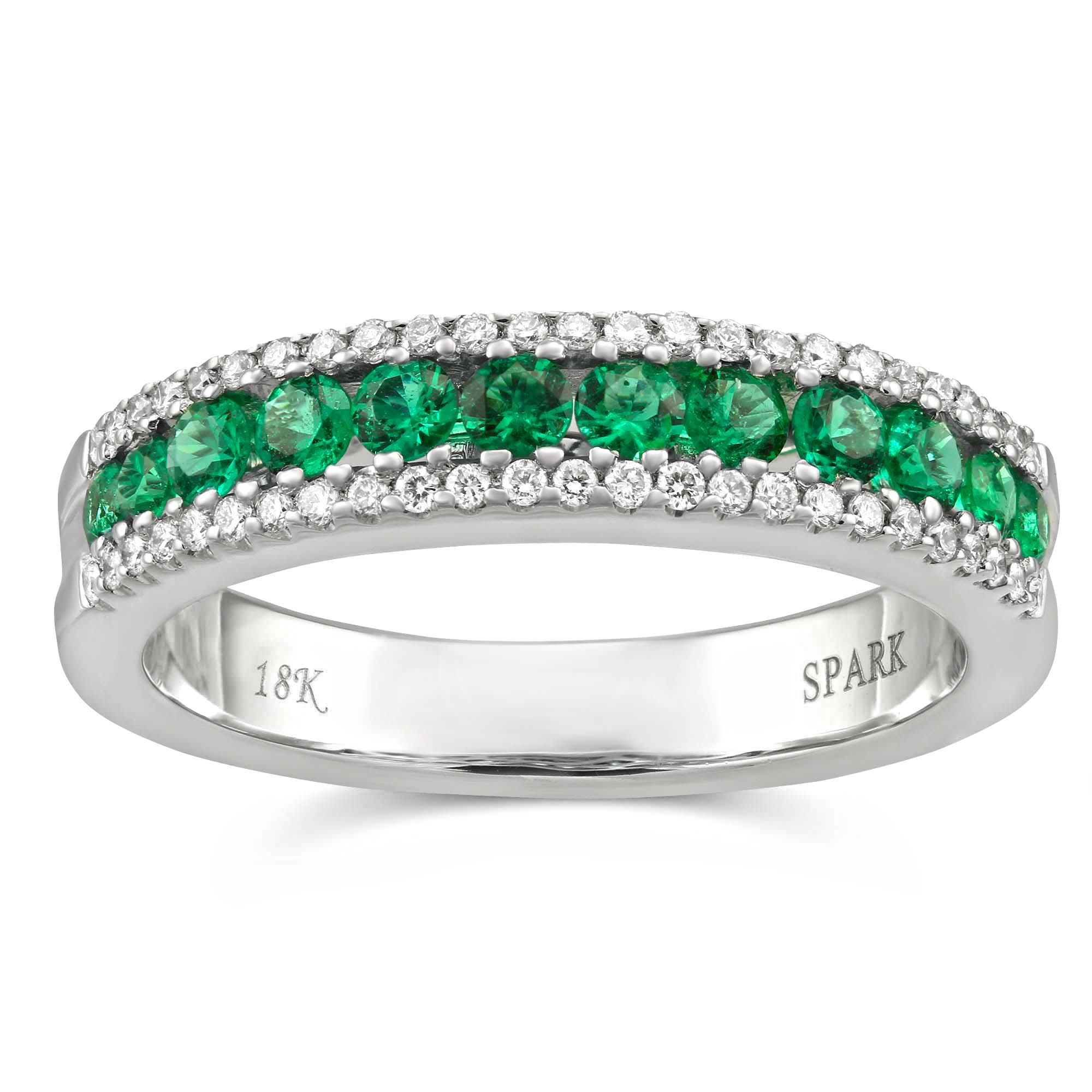 14K White Gold Emerald Diamond Channel Set Ring Borsheims