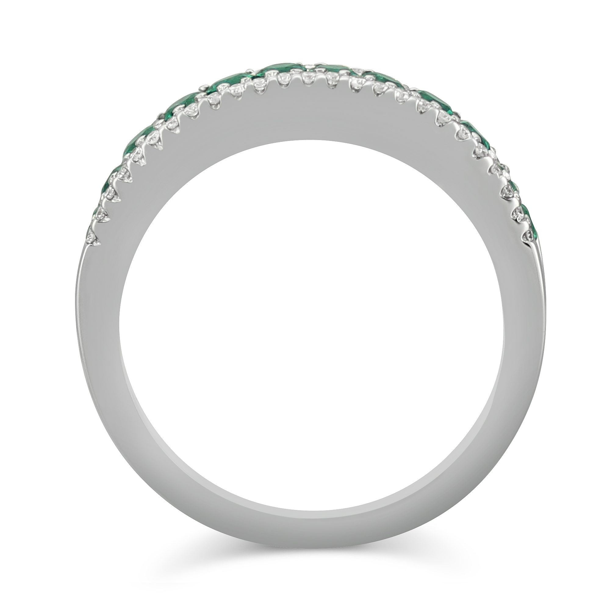 14K White Gold Emerald & Diamond Channel Set Ring