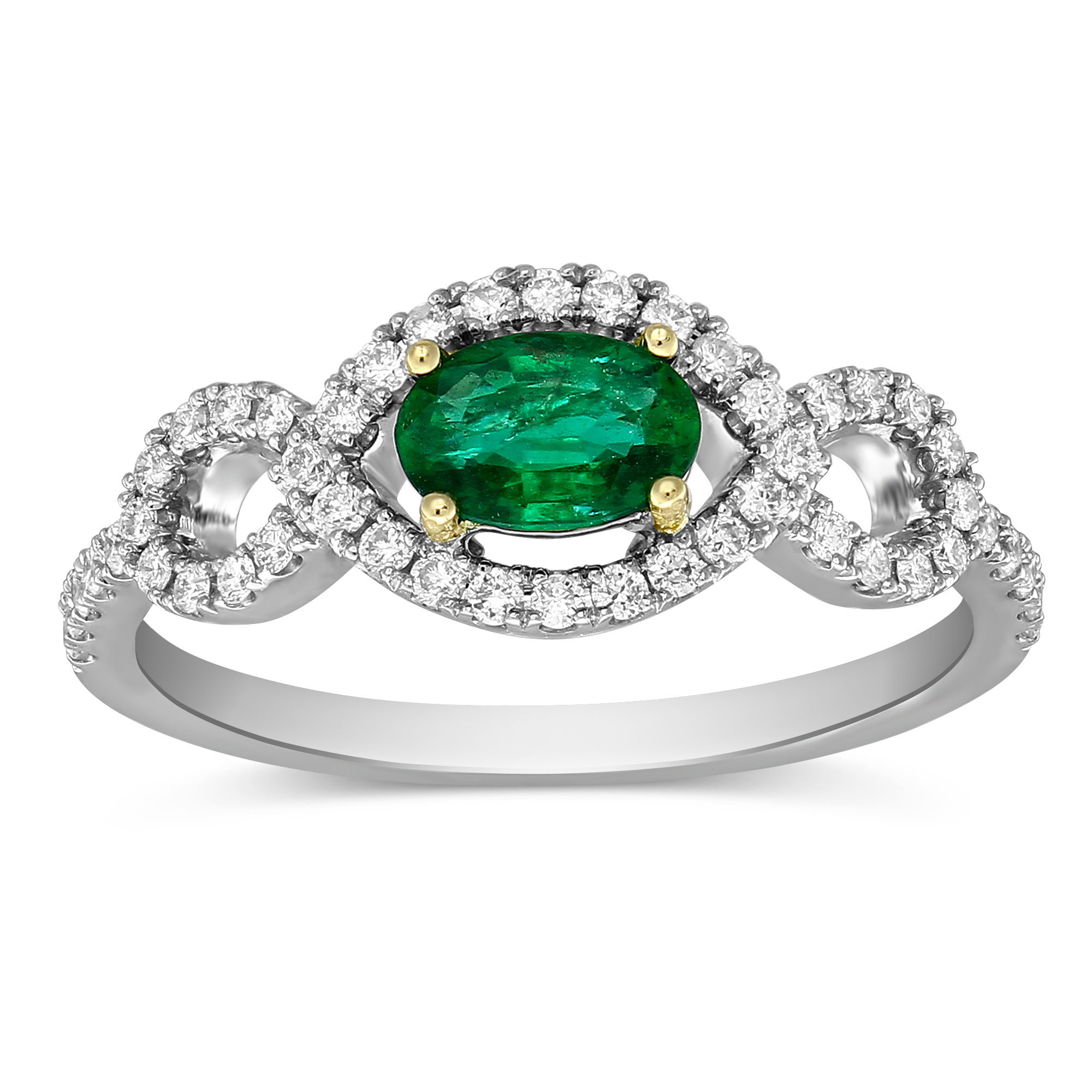 14K White Gold Oval Emerald & Diamond Ring | Borsheims