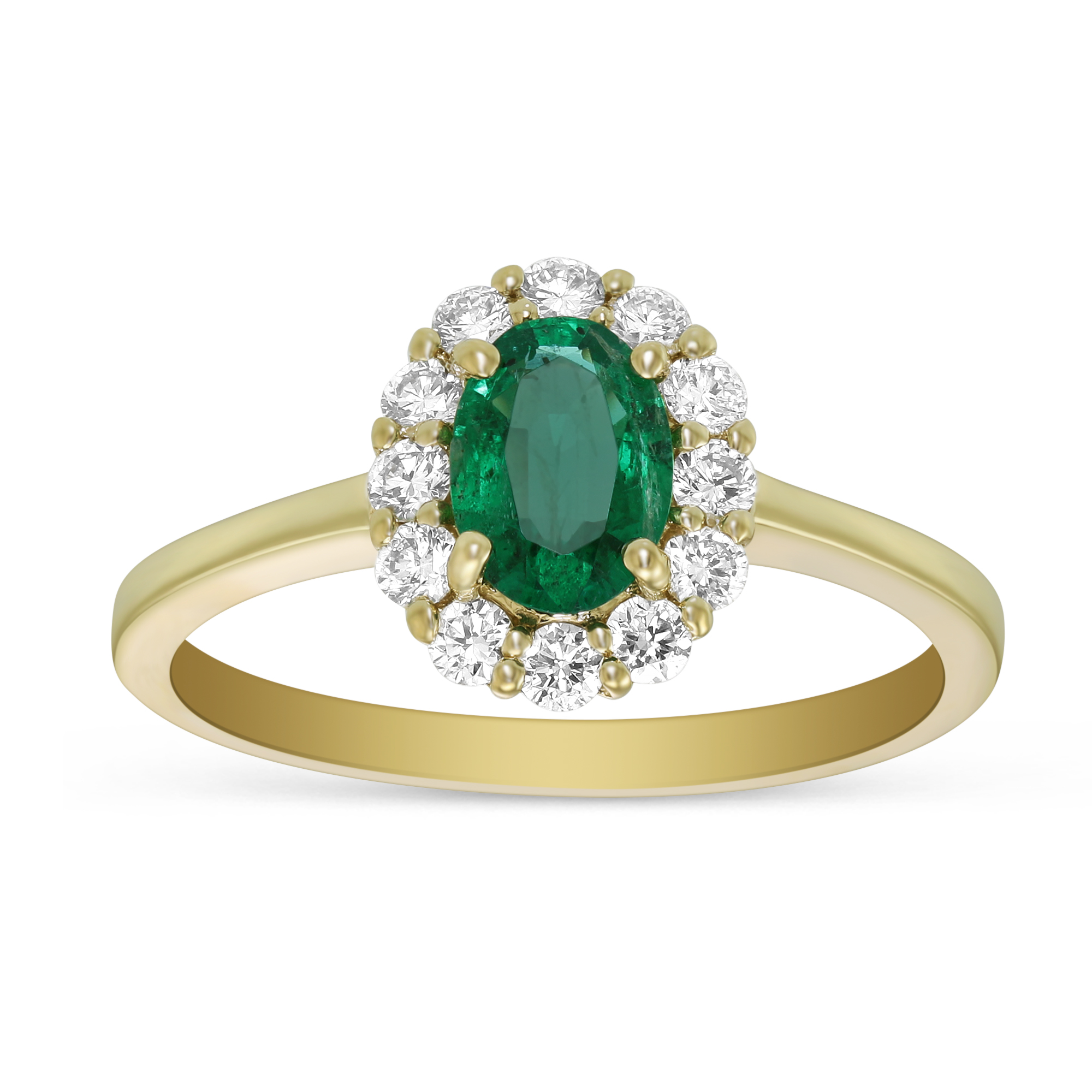 14K Yellow Gold Oval Emerald & Diamond Halo Ring | Borsheims