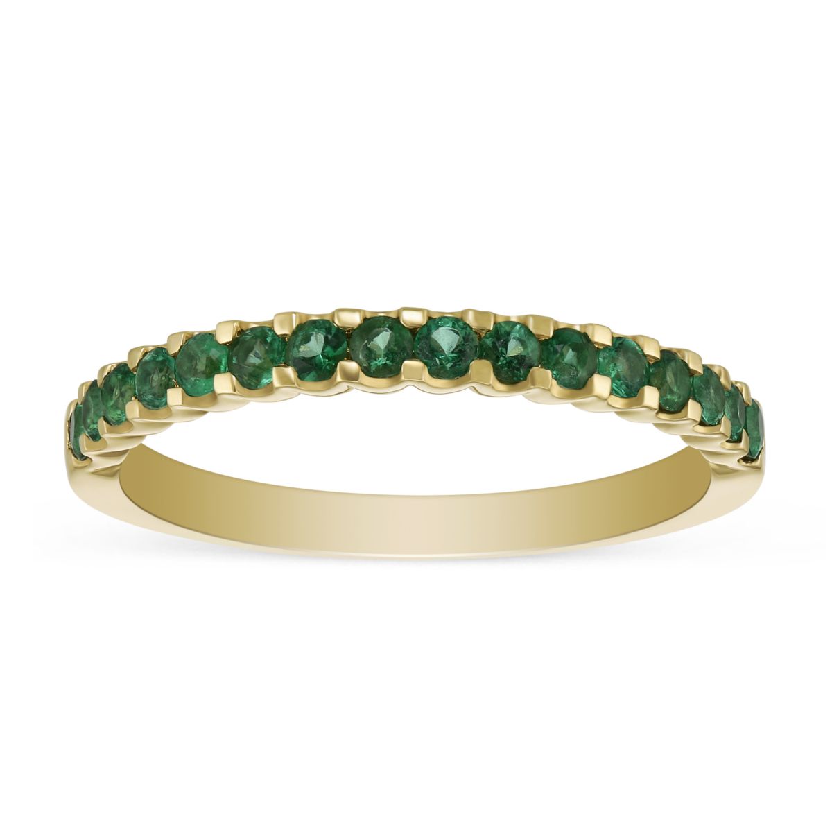 14K Yellow Gold Round Emerald Band