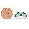 Round Emerald & Diamond 2 Row Station Ring in White Gold