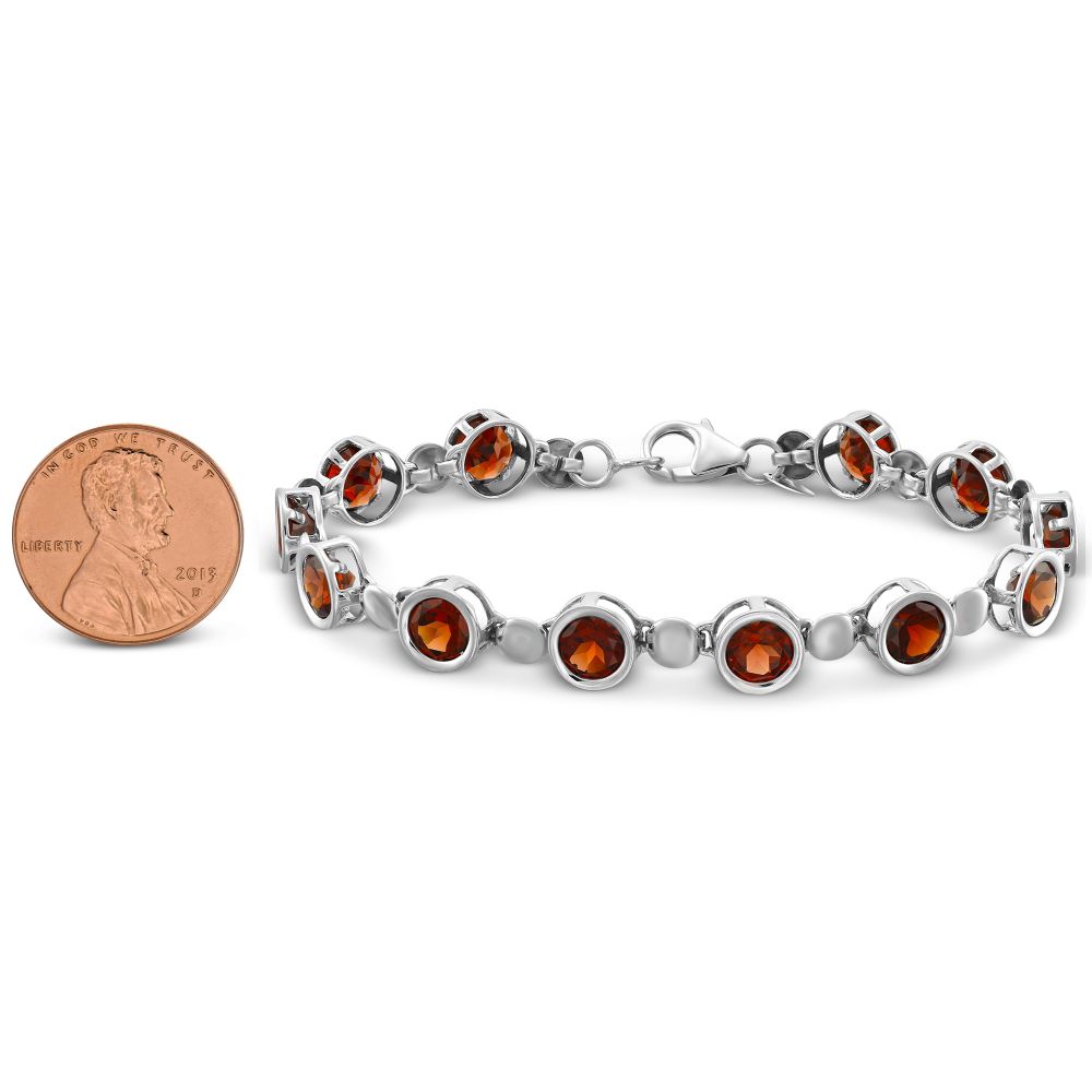 Sterling Silver Garnet Bracelet, 7
