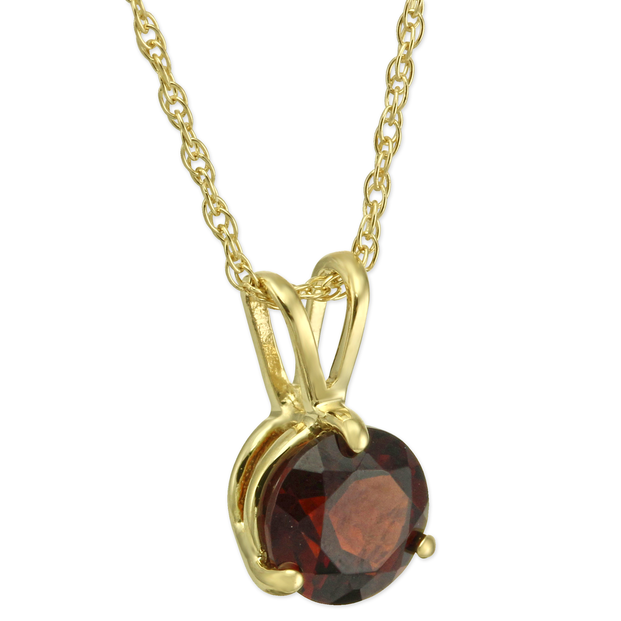 Round Garnet Pendant in Yellow Gold