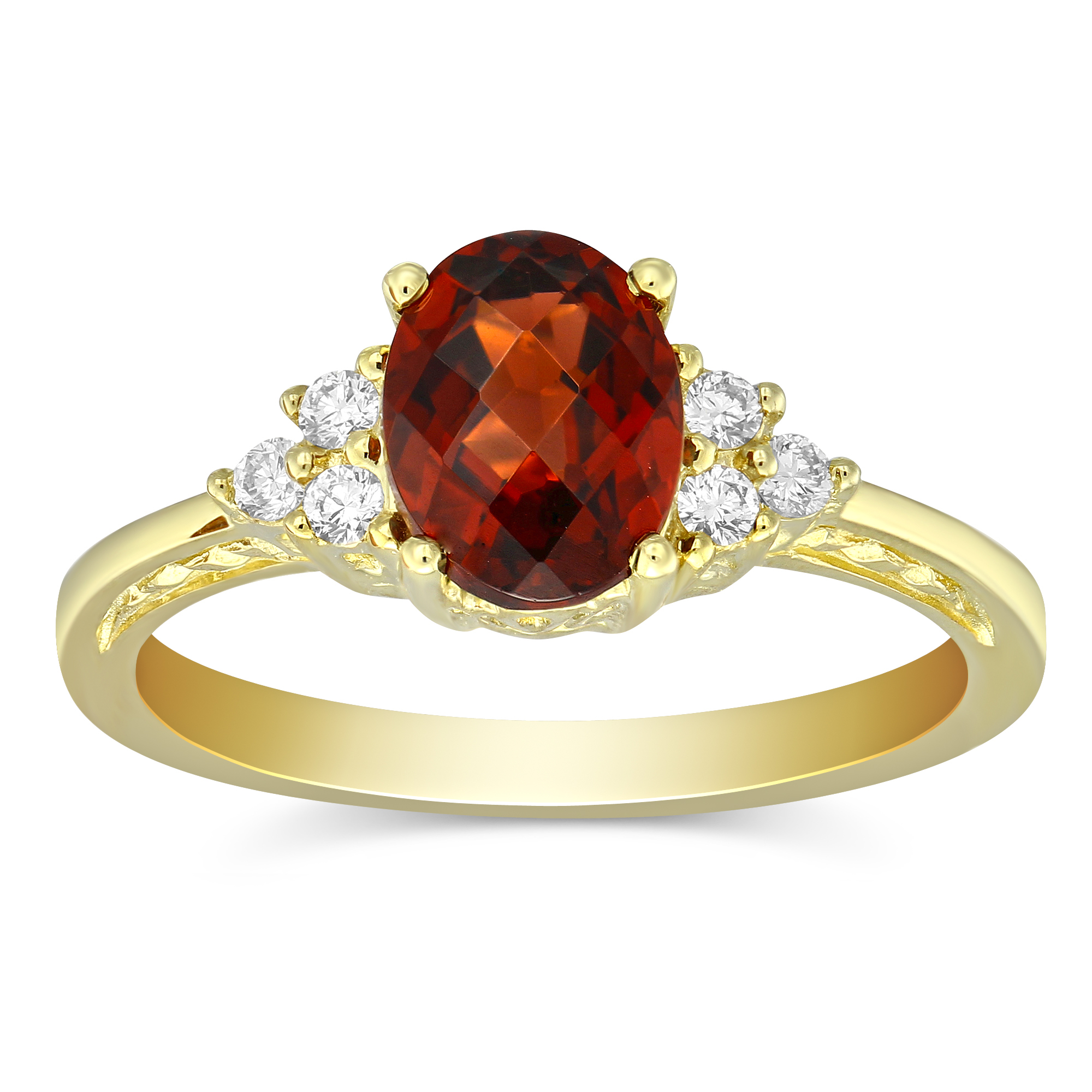 14K Yellow Gold Oval Checkerboard & Diamond Ring Borsheims