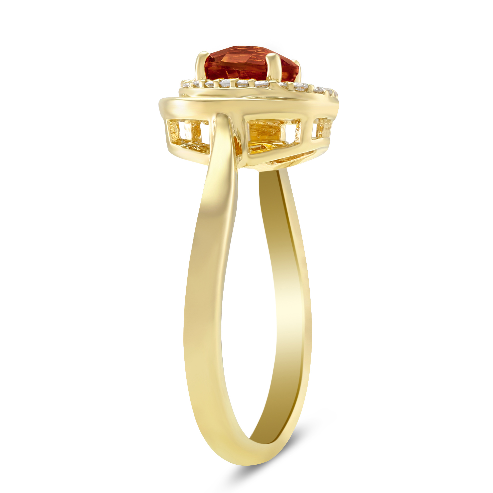 14K Yellow Gold Garnet & Diamond Swirl Ring
