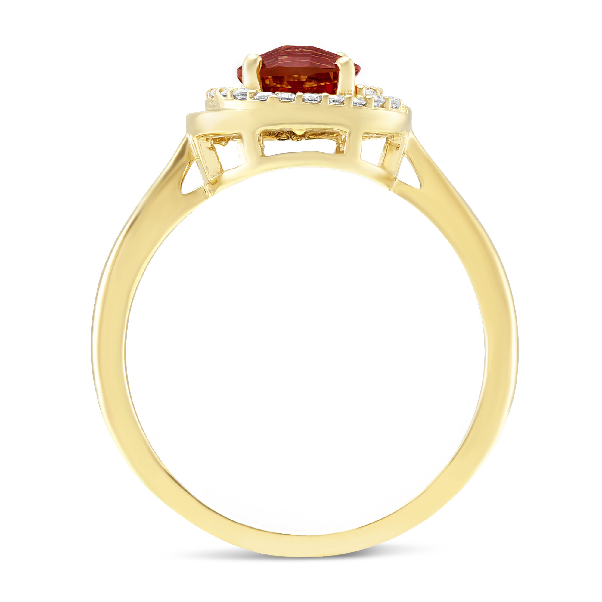 14K Yellow Gold Garnet & Diamond Swirl Ring