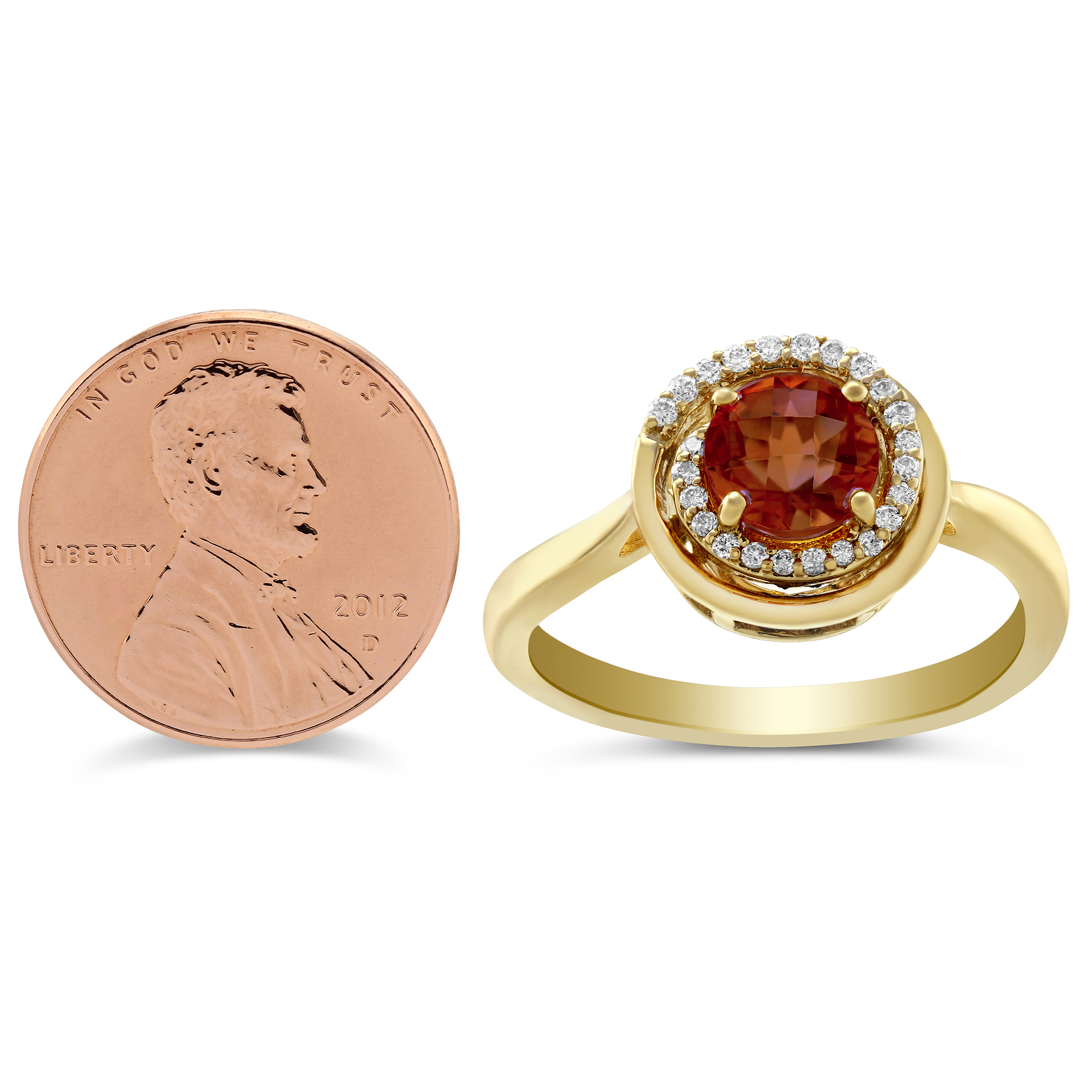 14K Yellow Gold Garnet & Diamond Swirl Ring