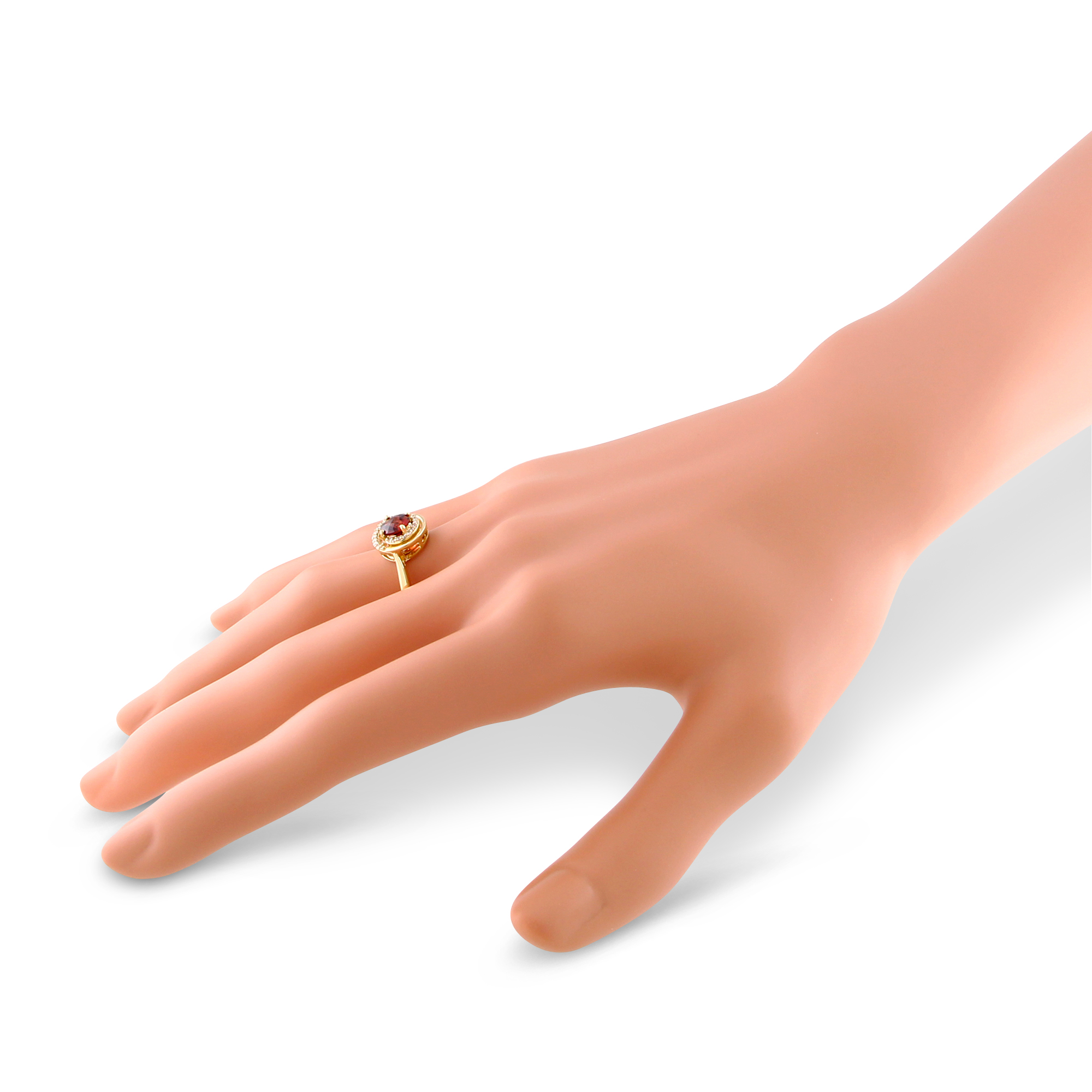 14K Yellow Gold Garnet & Diamond Swirl Ring