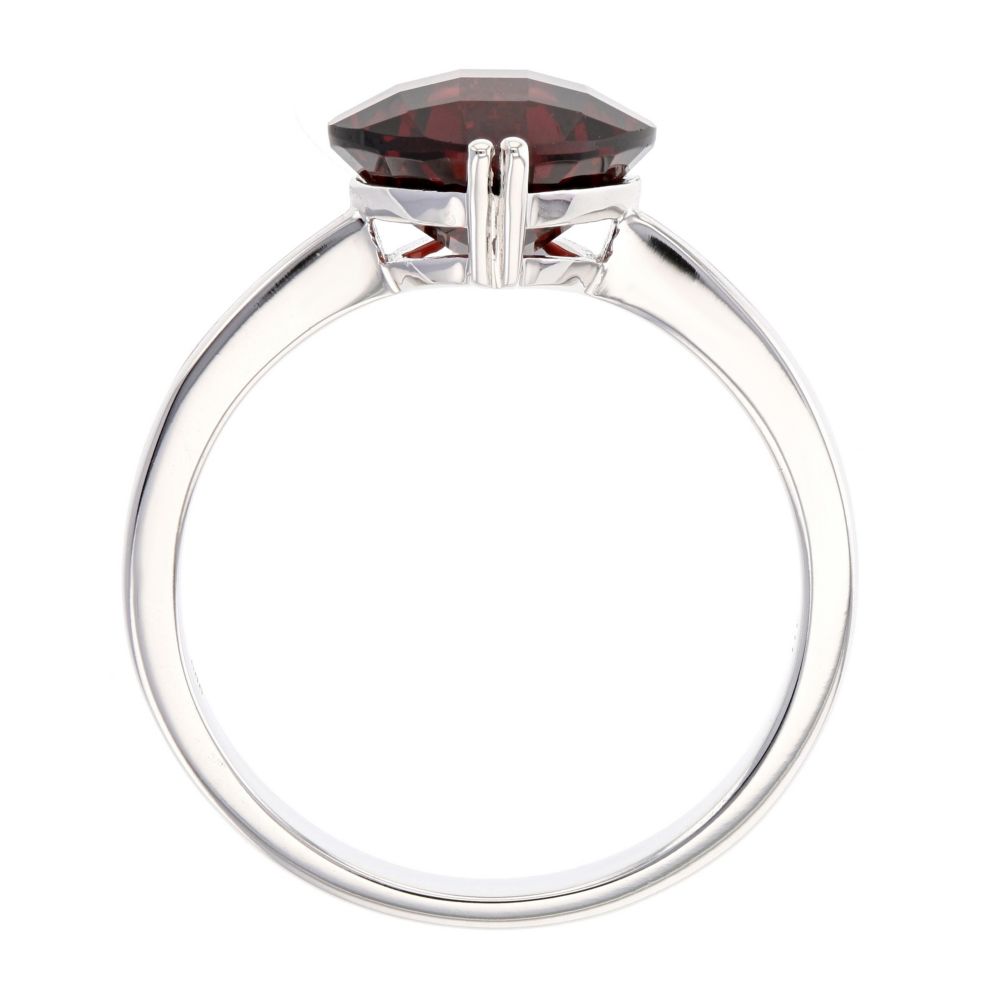 14K White Gold Checkerboard Cushion Garnet Ring