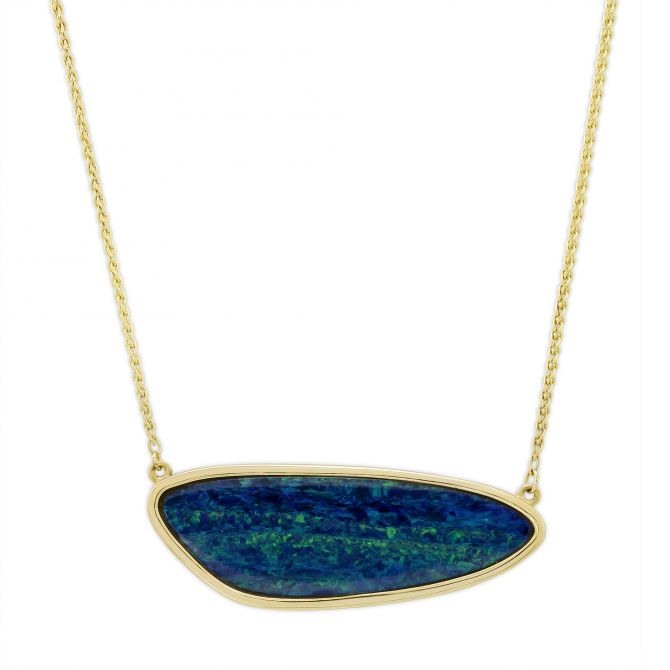 14K Yellow Gold Opal Doublet Necklace, 18.5"