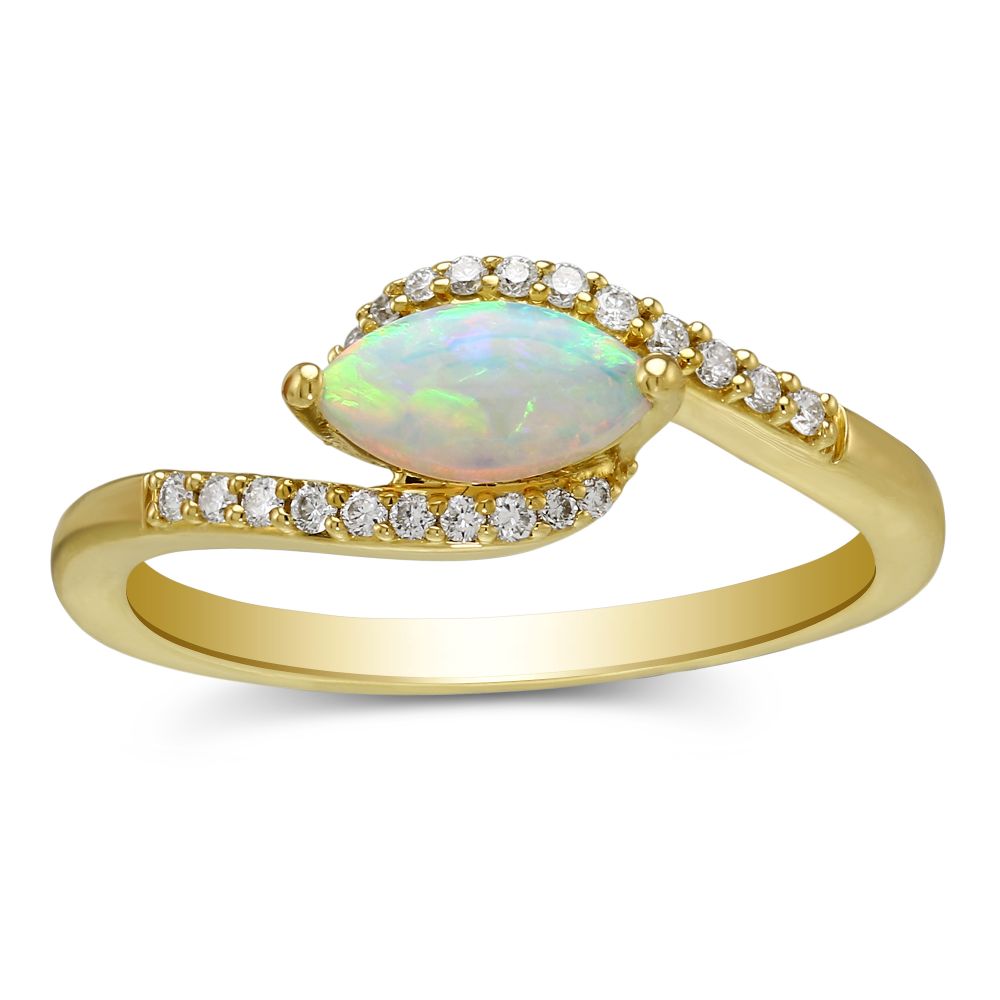 14K Yellow Gold Marquise Opal & Diamond Ring | Borsheims