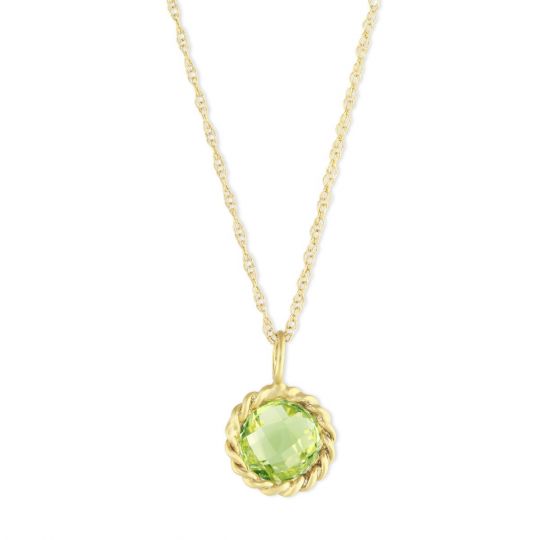 14k Yellow Gold Oval Peridot Pendant with 18 Chain