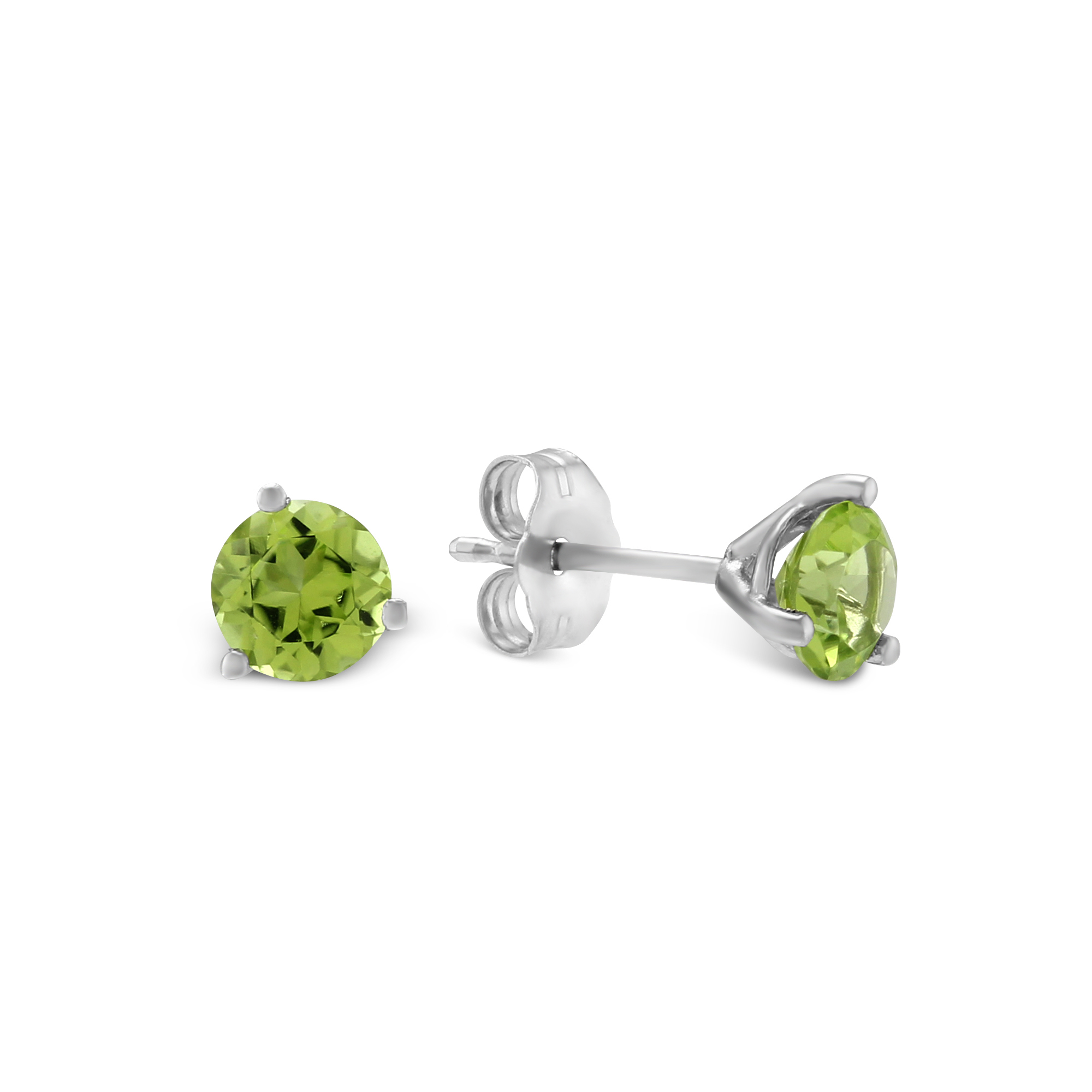 14K White Gold Round Peridot Stud Earrings, 5mm Borsheims