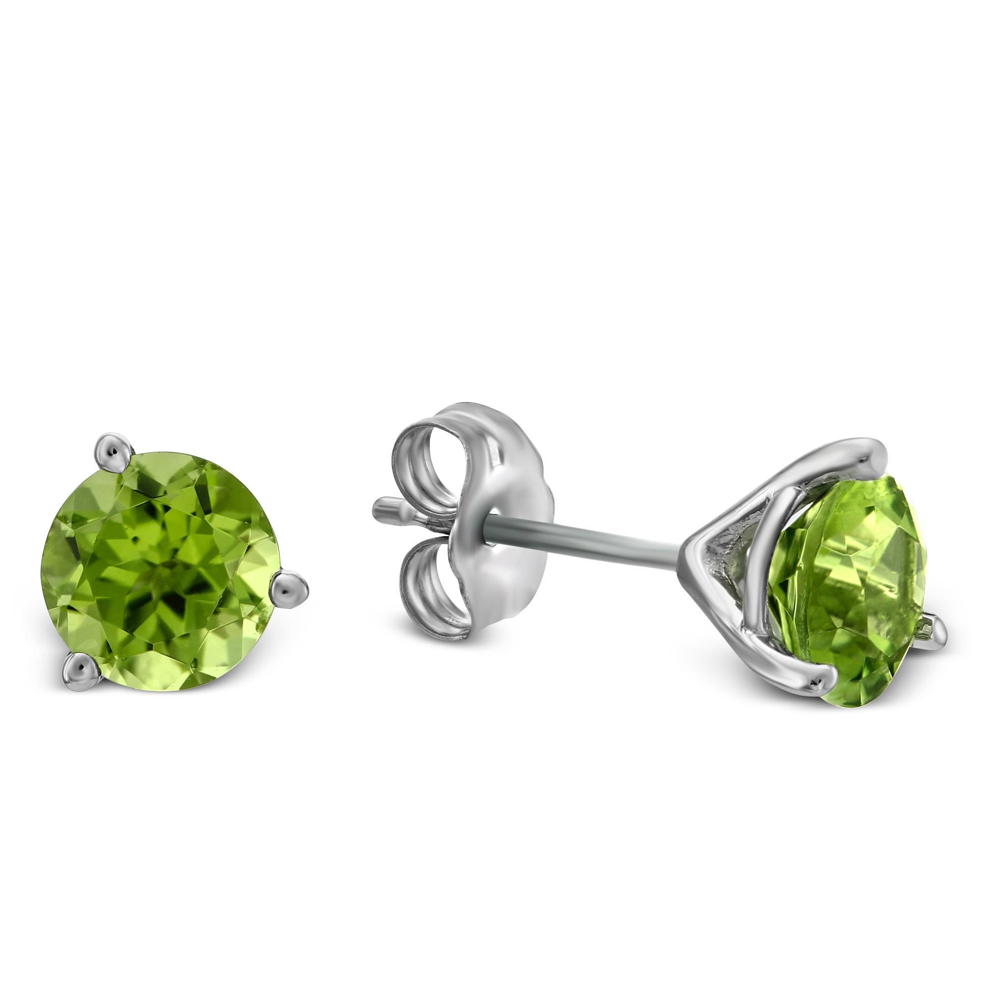 14K White Gold Round Peridot Stud Earrings, 6mm Borsheims
