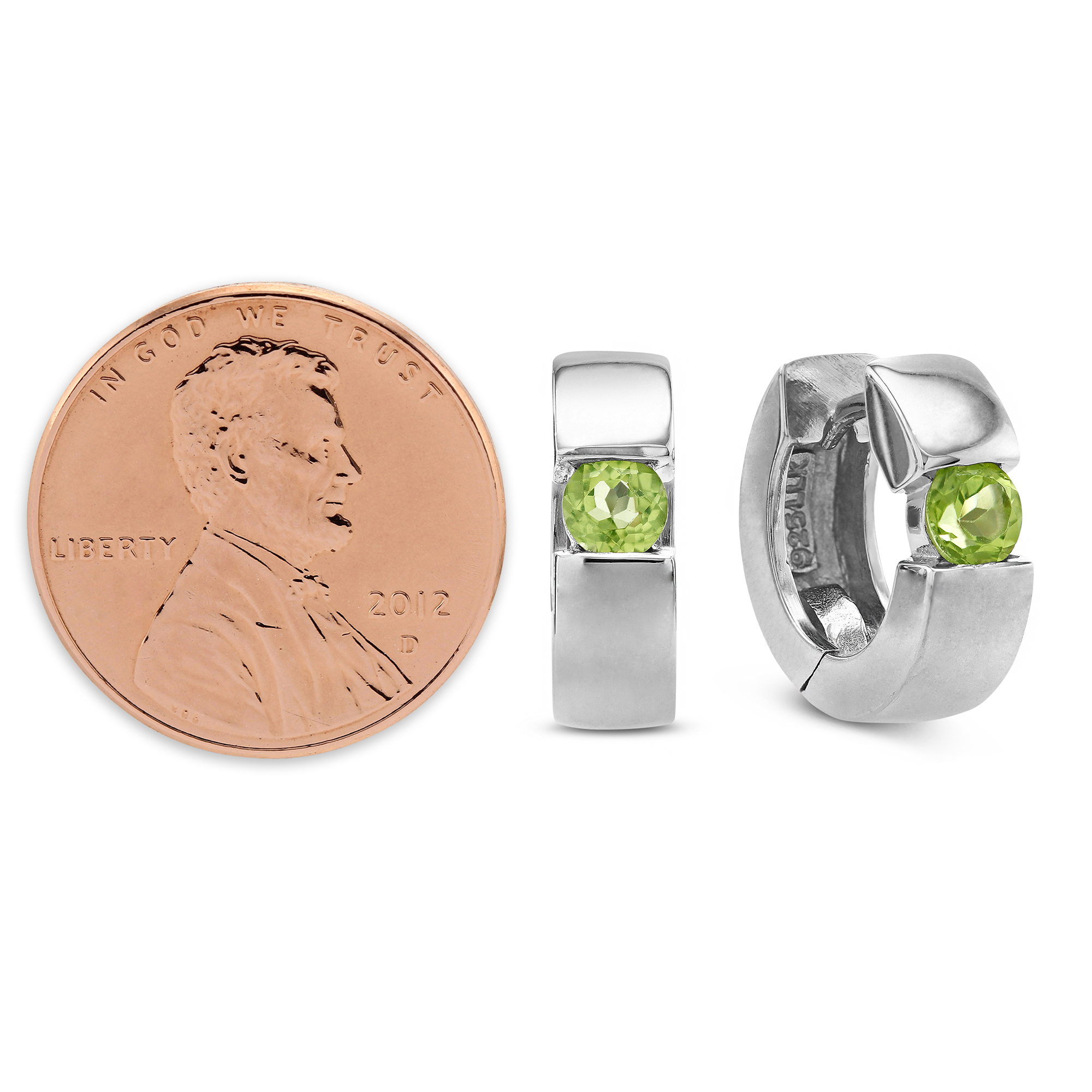 Sterling Silver Peridot Hoop Earrings