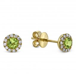 Peridot Jewelry August Birthstone Borsheims 14k Yellow Gold Peridot Diamond Halo Earrings