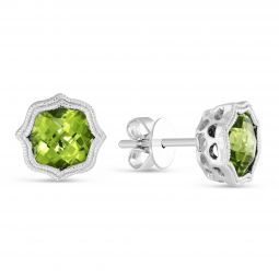 14k White Gold Peridot Earrings With Double Milgrain Edge Borsheims 14k White Gold Peridot Earrings With Double Milgrain Edge